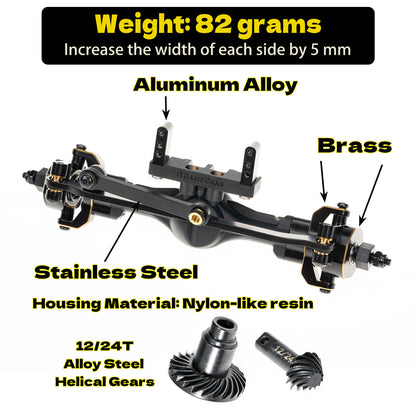 RampCrab Axles Set, +5mm Extended Complete Axles for TRX4M Upgrade 1/18 RC Crawler Car