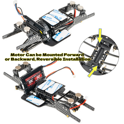 RampCrab Carbon Fiber Chassis Kit for SCX24, 7° Angled Skid, LCG Chassis Kit for SCX24 C10, JLU, Bronco, Upgrade Part, V2