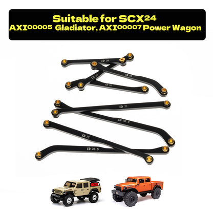 RampCrab High Clearance 4 Links Set for SCX24 Gladiator & Dodge Power Wagon, Steel Links Set, Upgrade Parts for SCX24, Axial 1/24 RC Crawler Car Upgrade Accessories, 8Pcs, Black