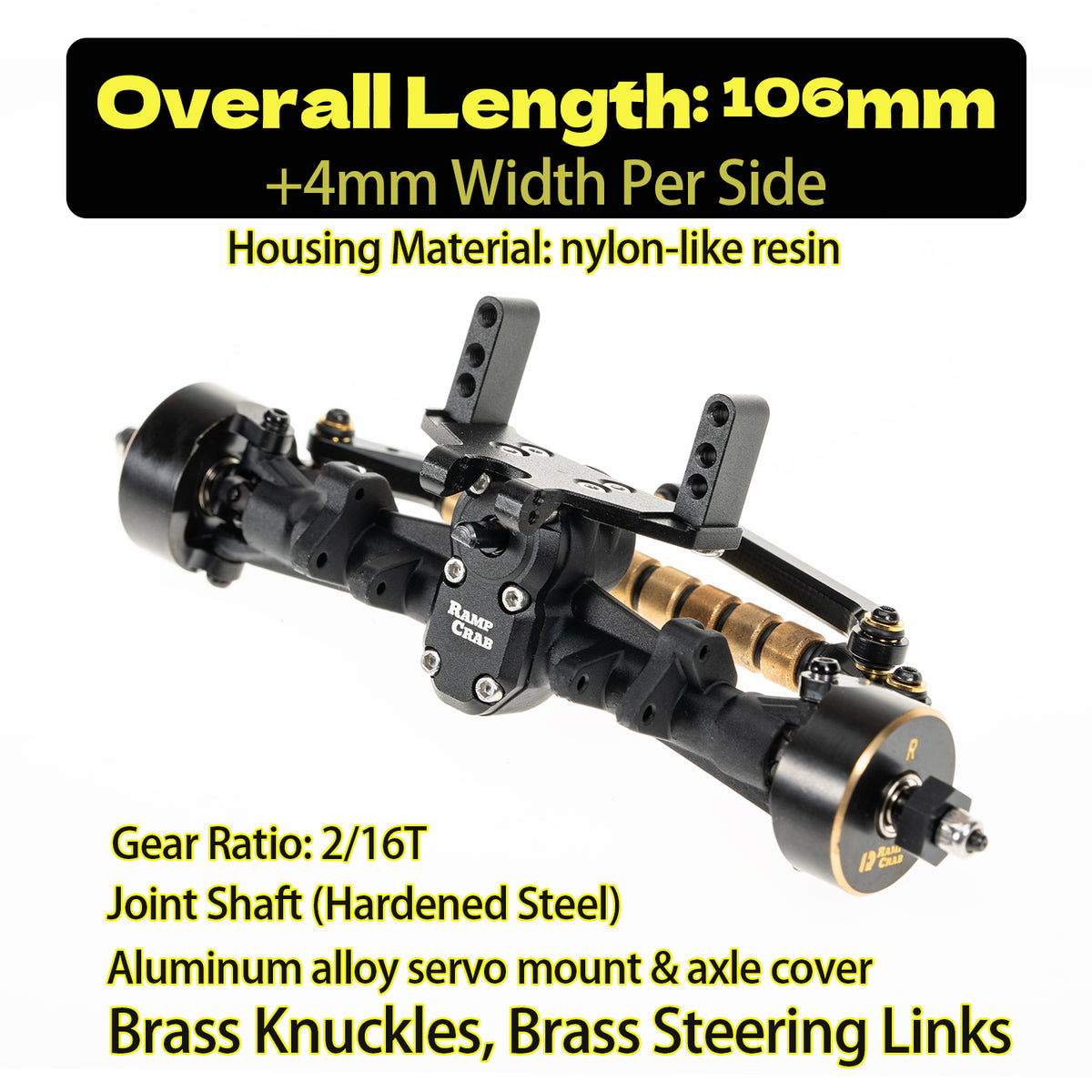 RampCrab +4mm Axles with Joint Shafts,Brass Knuckles for 1/24 SCX24 Upgrade