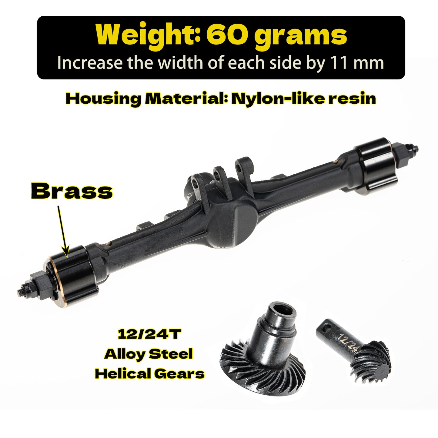 Front & Rear Axles Set, +11mm Extended Complete Axles for TRX4M Upgrade 1/18 RC Crawler Car