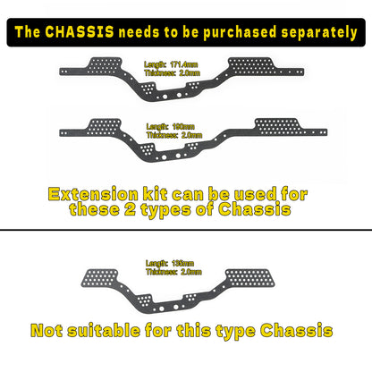 6X6 Extension kit for 1/24 Carbon Fiber Chassis Kit SCX24 Upgrade Parts
