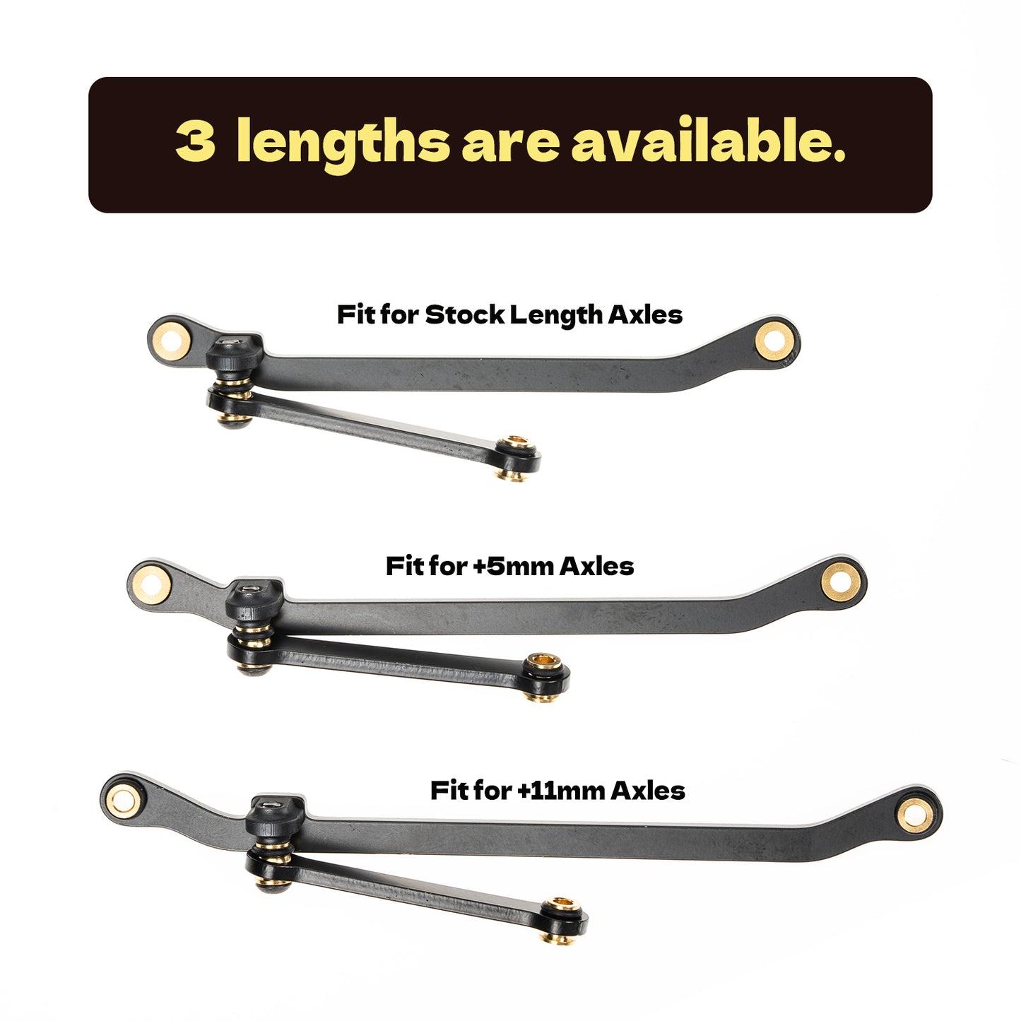 RampCrab Stainless steel Steering Links Set for TRX4M Axles 1/18 RC Crawler, black coating