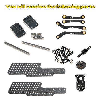 6X6 Extension kit for 1/24 Carbon Fiber Chassis Kit SCX24 Upgrade Parts
