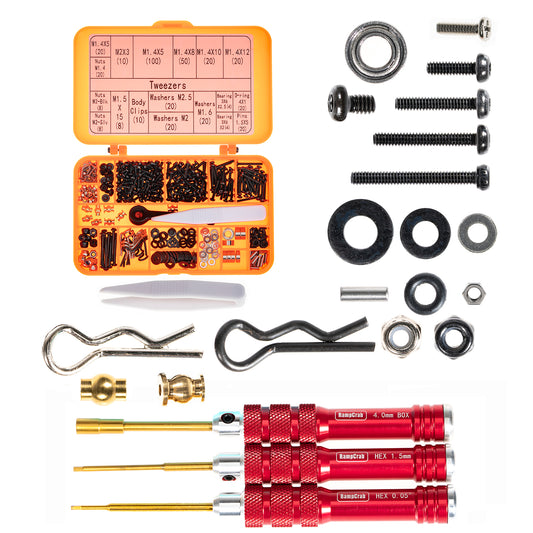 Screws Kit for SCX24 AX24, Cup Head, 380 Pcs, 304 Stainless Steel Screws, Bearing, Screws, Screwdriver Set with Box for 1/24 RC Crawler Car Axial SCX24 C10 Deadbolt JLU Gladiator Bronco