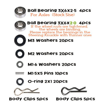 Screws Kit for SCX24 AX24, Cup Head, 380 Pcs, 304 Stainless Steel Screws, Bearing, Screws, Screwdriver Set with Box for 1/24 RC Crawler Car Axial SCX24 C10 Deadbolt JLU Gladiator Bronco