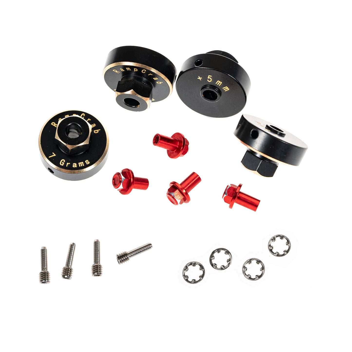 RampCrab Hex Wheel hubs Extension kit +5mm for SCX24 AX24, Brass Extended Hex Hub Wheel Spacers, Upgrades Parts for SCX24 Bronco Deadbolt JLU C10 AX24, 1/24 RC Crawler Car Upgrades Accessories .