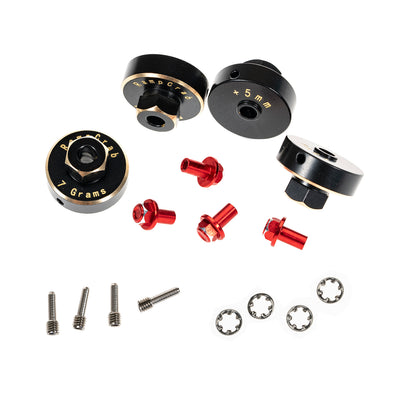 RampCrab Hex Wheel hubs Extension kit +5mm for SCX24 AX24, Brass Extended Hex Hub Wheel Spacers, Upgrades Parts for SCX24 Bronco Deadbolt JLU C10 AX24, 1/24 RC Crawler Car Upgrades Accessories .