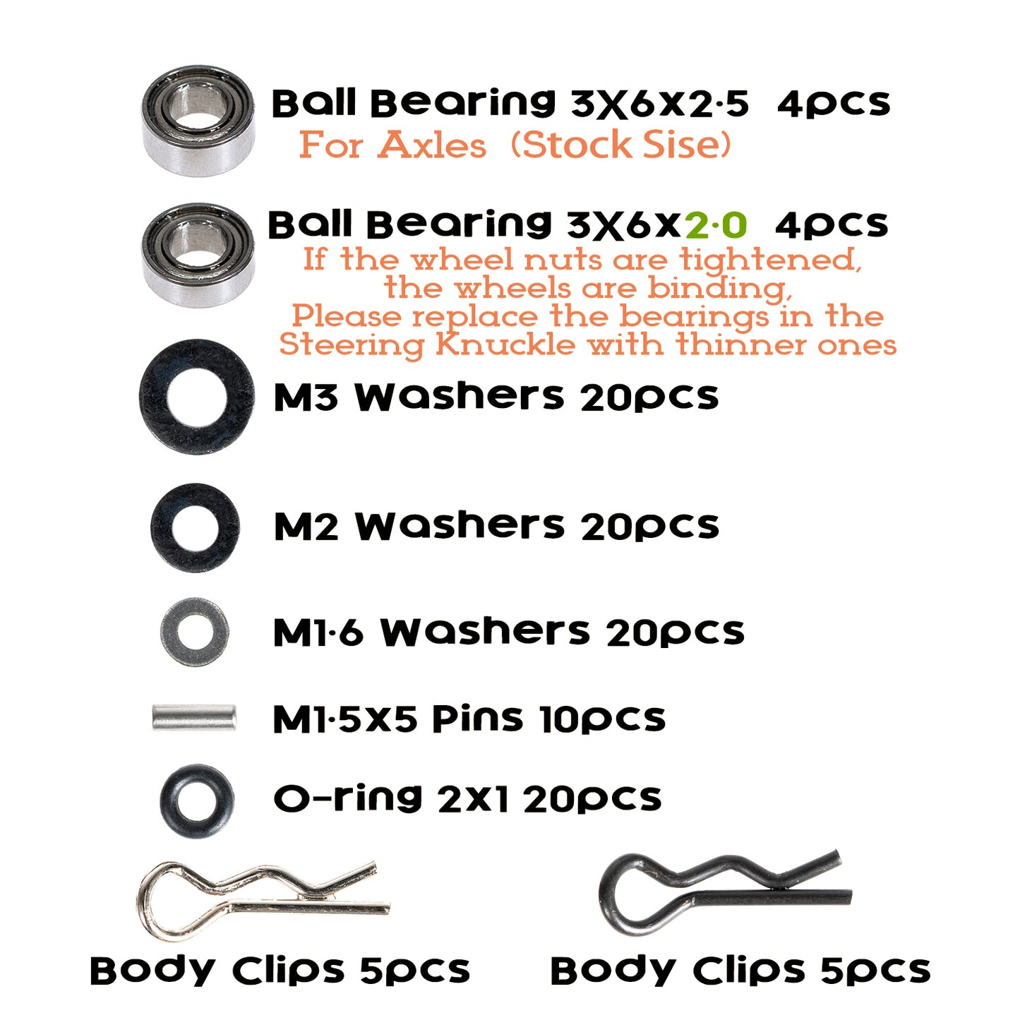 Button Head Screws Kit for SCX24 AX24 RC Car, 372Pcs, Hardened Steel Grade 12.9 Screws, Bearing & Screws Set with Box for 1/24 RC Crawler Car Axial SCX24 C10 Deadbolt JLU Gladiator Bronco