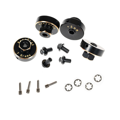 RampCrab Hex Wheel hubs Extension kit +5mm for SCX24 AX24, Brass Extended Hex Hub Wheel Spacers, Upgrades Parts for SCX24 Bronco Deadbolt JLU C10 AX24, 1/24 RC Crawler Car Upgrades Accessories .