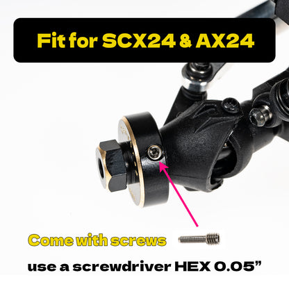RampCrab Hex Wheel hubs Extension kit +5mm for SCX24 AX24, Brass Extended Hex Hub Wheel Spacers, Upgrades Parts for SCX24 Bronco Deadbolt JLU C10 AX24, 1/24 RC Crawler Car Upgrades Accessories .