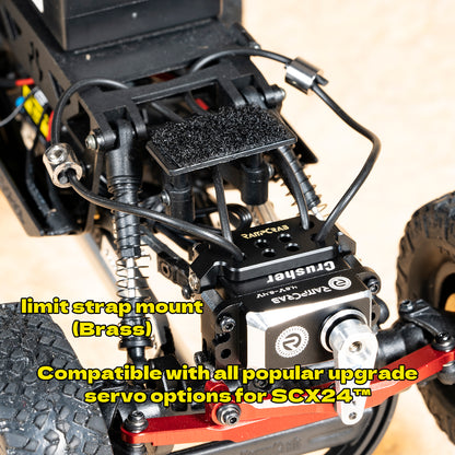 RampCrab Limit Strap mounts for SCX24 AX24 FCX24, Mounted on The Servo(Servo Width Should be Less Than 24 mm) Brass Black Coating, 5 Grams, Come with Rubber Band