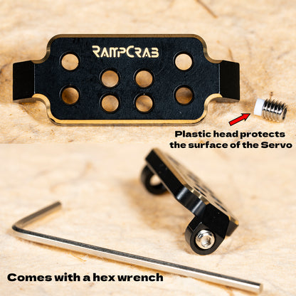 RampCrab Limit Strap mounts for SCX24 AX24 FCX24, Mounted on The Servo(Servo Width Should be Less Than 24 mm) Brass Black Coating, 5 Grams, Come with Rubber Band