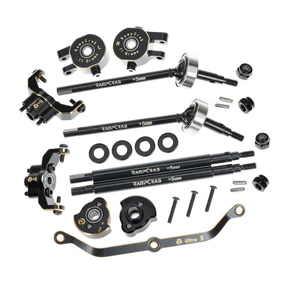 RampCrab Axle widening Upgrade Parts for TRX4M, 5mm Wider on Each Side (Front & Rear), Brass Upgrades Parts for TRX4m RC Crawler Car, Fit for 1/18 TRX4-M Unlimited Trail Buggy, Ultra 5