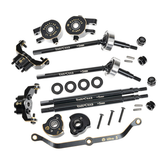 RampCrab Axle widening Upgrade Parts for TRX4M, 5mm Wider on Each Side (Front & Rear), Brass Upgrades Parts for TRX4m RC Crawler Car, Fit for 1/18 TRX4-M Unlimited Trail Buggy, Ultra 5