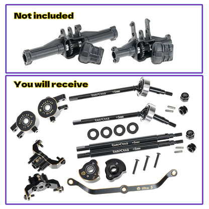 RampCrab Axle widening Upgrade Parts for TRX4M, 5mm Wider on Each Side (Front & Rear), Brass Upgrades Parts for TRX4m RC Crawler Car, Fit for 1/18 TRX4-M Unlimited Trail Buggy, Ultra 5