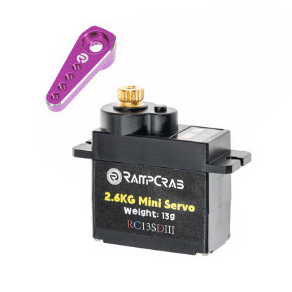 RampCrab Steering Servo with Servo Horn for AX24 SCX24 RC Car, Upgrade Parts for Axial SCX24, AX24, Black Horn