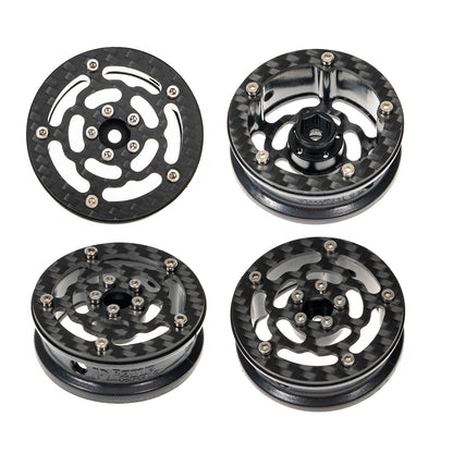 RampCrab 1.8" (46mm) Super Wheels, Carbon Fibre Beadlock Wheels, fit for SCX24, TRX4M, FCX24, CR18P, Style A