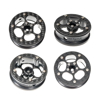 RampCrab 1.8" (46mm) Super Wheels, Carbon Fibre Beadlock Wheels, fit for SCX24, TRX4M, FCX24, CR18P, Style A