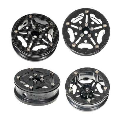 RampCrab 1.8" (46mm) Super Wheels, Carbon Fibre Beadlock Wheels, fit for SCX24, TRX4M, FCX24, CR18P, Style A