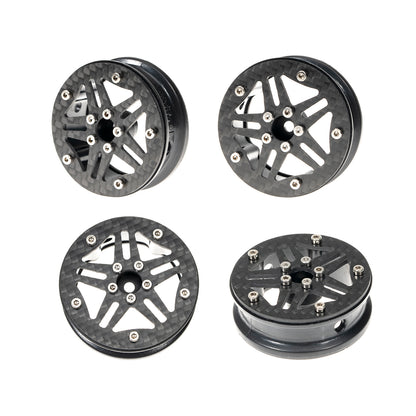 RampCrab 1.8" (46mm) Super Wheels, Carbon Fibre Beadlock Wheels, fit for SCX24, TRX4M, FCX24, CR18P, Style A