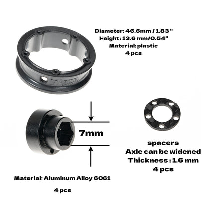 RampCrab 1.8" (46mm) Super Wheels, Carbon Fibre Beadlock Wheels, fit for SCX24, TRX4M, FCX24, CR18P, Style A