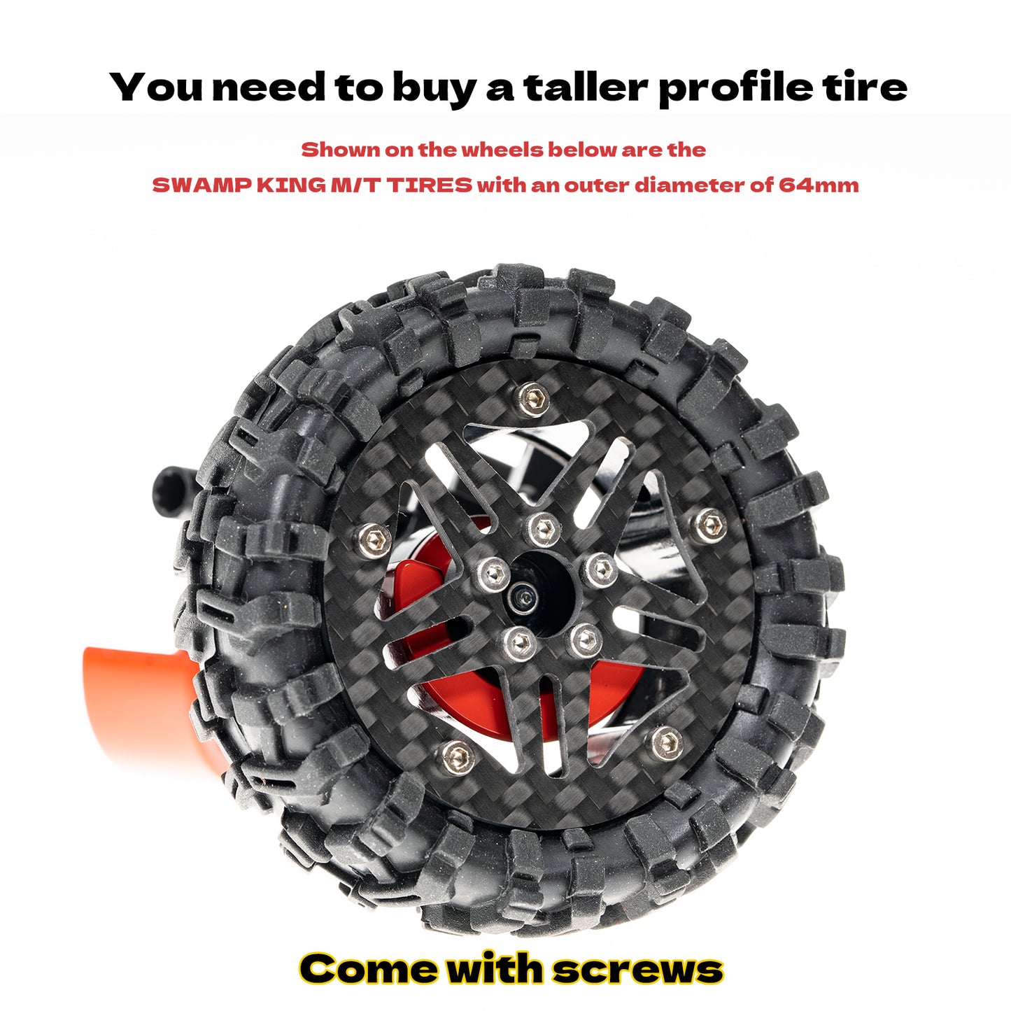 RampCrab 1.8" (46mm) Super Wheels, Carbon Fibre Beadlock Wheels, fit for SCX24, TRX4M, FCX24, CR18P, Style A