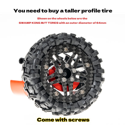 RampCrab 1.8" (46mm) Super Wheels, Carbon Fibre Beadlock Wheels, fit for SCX24, TRX4M, FCX24, CR18P, Style A