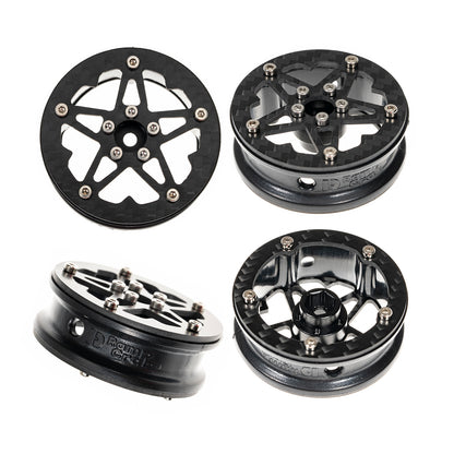 RampCrab 1.8" (46mm) Super Wheels, Carbon Fibre Beadlock Wheels, fit for SCX24, TRX4M, FCX24, CR18P, Style A
