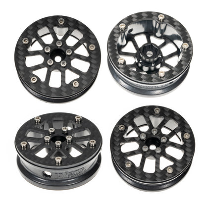 RampCrab 1.8" (46mm) Super Wheels, Carbon Fibre Beadlock Wheels, fit for SCX24, TRX4M, FCX24, CR18P, Style A
