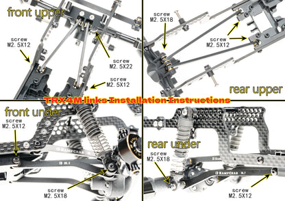 RampCrab High Clearance Links Set for TRX4M Defender and Bronco, Stainless Steel Links Set, 42g/Set