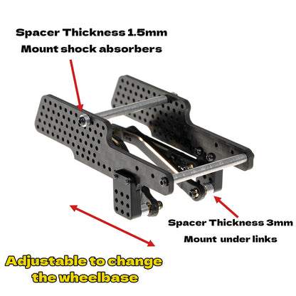 6X6 Extension kit for 1/24 Carbon Fiber Chassis Kit SCX24 Upgrade Parts